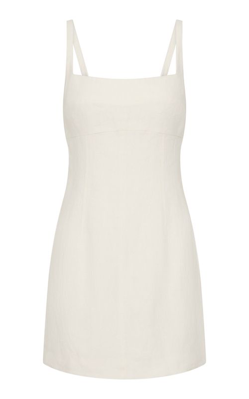 Square-Neck Linen Mini Dress