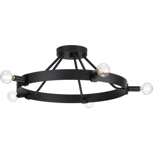 Matte Black Five Light Semi Flush Mount from the Breckenridge Collection