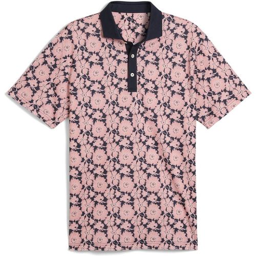 Puma Mens Fields Polo Pique Short Sleeve Performance Shirt in Peach/Blue - Multicolour - Sma