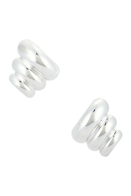 MEGA Croissant Earrings in Sterling Vermeil - Metallic Silver. a