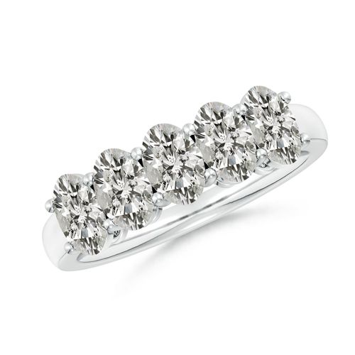 Angara 2.15 Carats Prong-Set Oval Diamond Five Stone Wedding Ring in Platinum