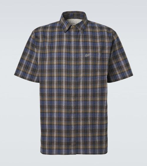 Checked cotton-blend shirt