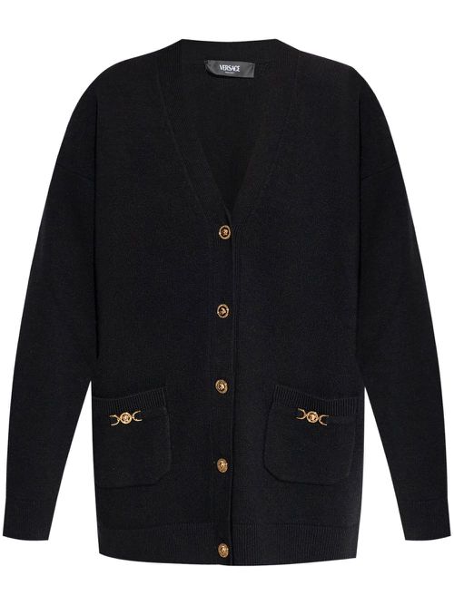 Medusa-button cardigan - Black