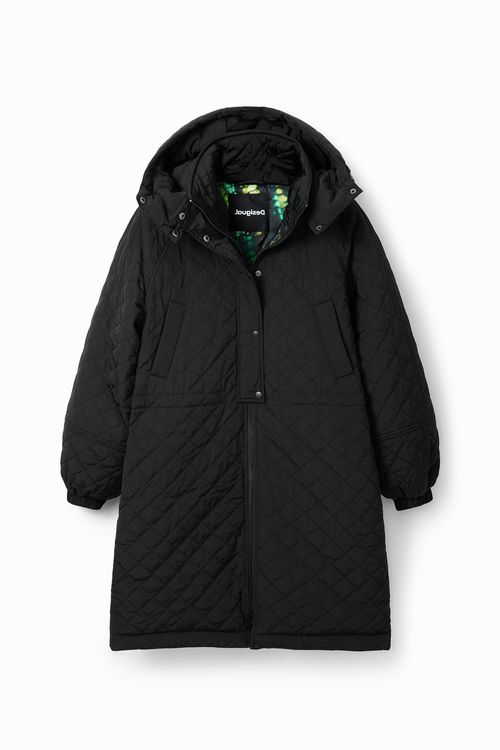 Puff-sleeve quilted coat