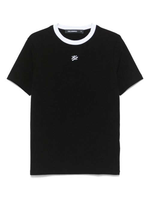 Logo-embroidered T-shirt - Black