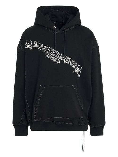 Printed cotton hoodie - Black