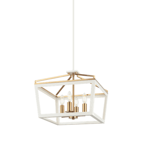 Matteo Mavonshire 4-Light Chandelier In White With Aged Gold Bra