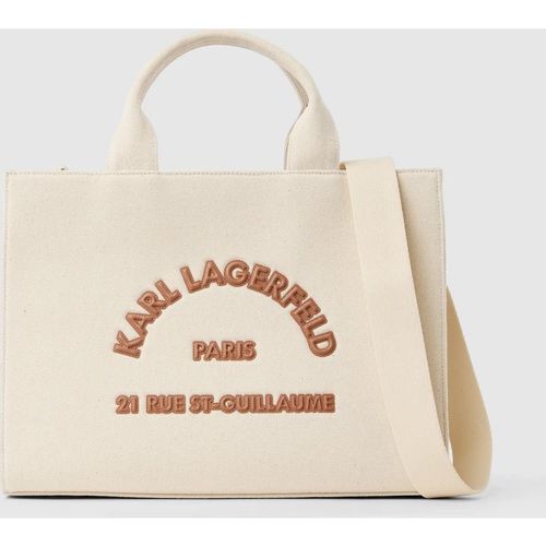 Karl Lagerfeld - Sac En Toile De Moyenne Avec Écusson Carré Rue St-guillaume, Femme, Naturel, : One