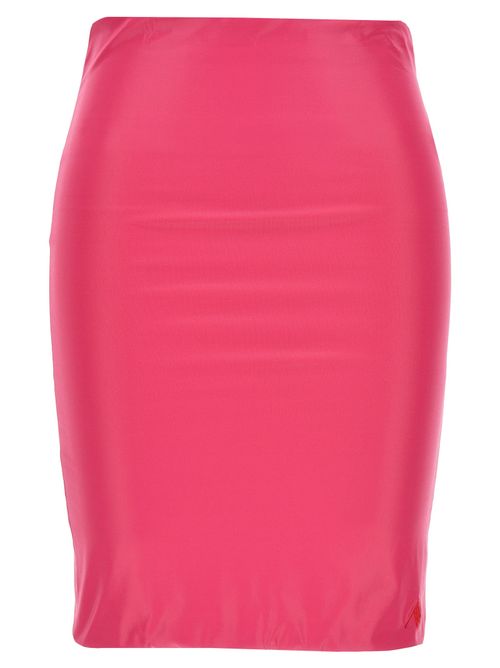Wet-Effect Lycra Skirt — Pink