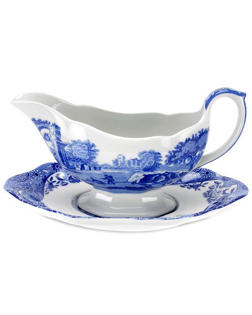Spode Blue Italian Sauceboat & Stand