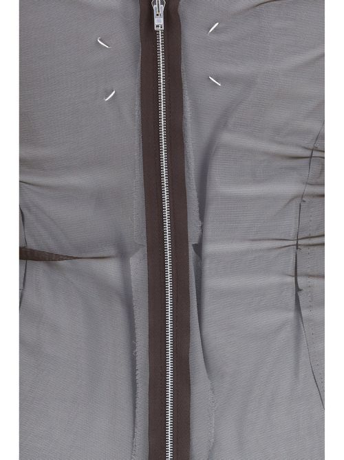 Semi-Sheer Panelled Dress — Brown