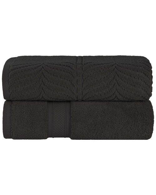 Superior Set of 2 Zero Twist Cotton Elegant Chevron Soft Absorbent Assorted Bath Sheets