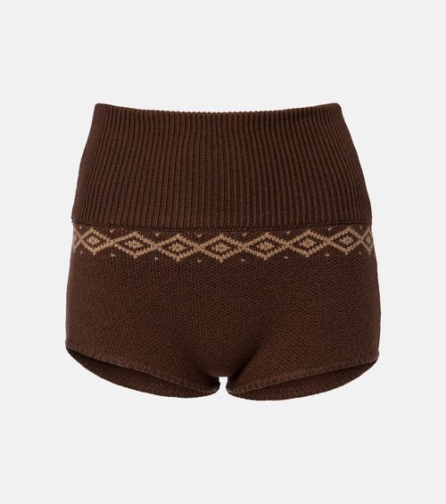 Argyle crochet wool shorts