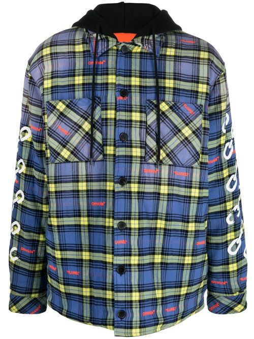 Plaid-check shirt jacket - Blue