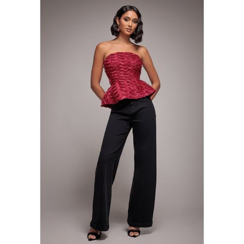 Goddiva denim Wide Leg Stretch Denim Jeans - Black
