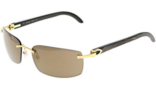 CARTIER C Decor Black BUFFALO HORN Men's Sunglasses CT0046S-003
