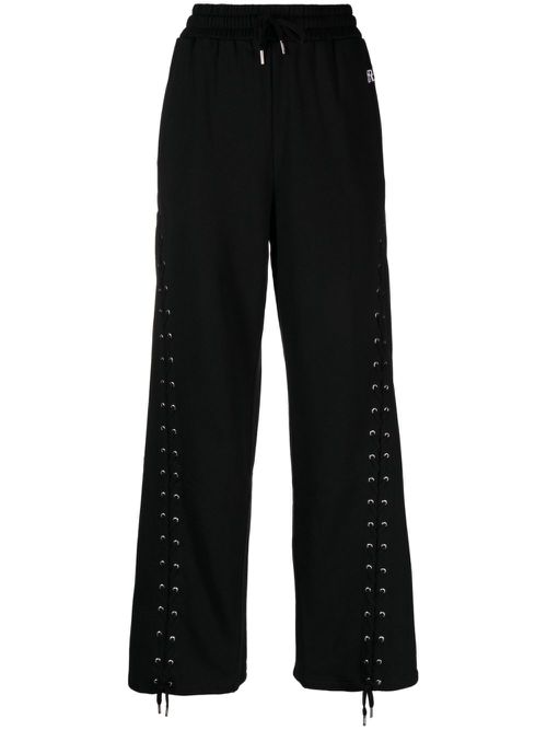 Lace-up wide-leg trousers - Black
