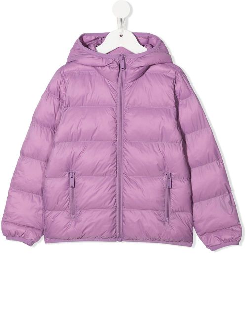 Rear-logo hooded puffer jacket - Purple