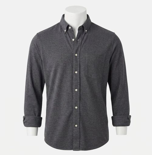 Coastline Knit Shirt In Charcoal Heather Twill