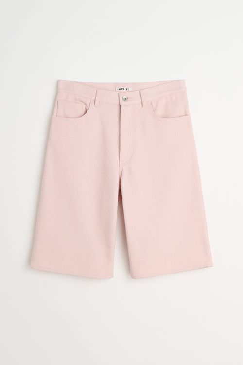 Auralee Silk Nep Denim 5P Wide Shorts Dusty Pink