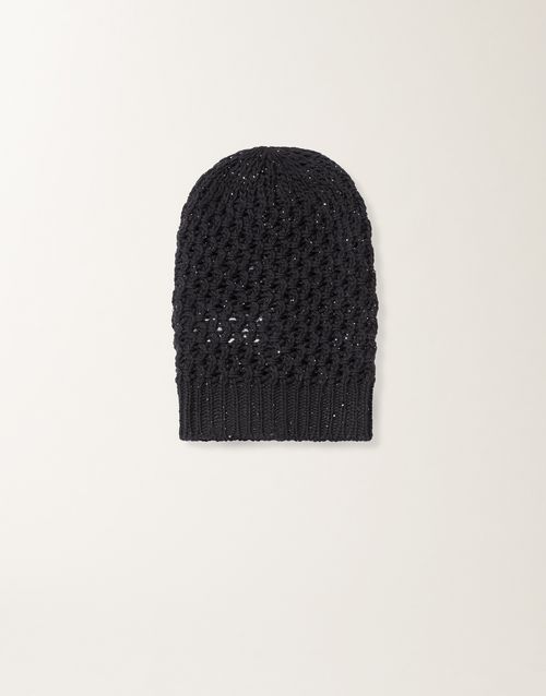 Platinum cap with micro sequins, midnight blue