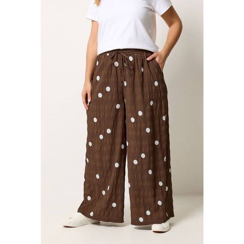 Yours Polka Dot Wide Leg Trousers In Chocolate