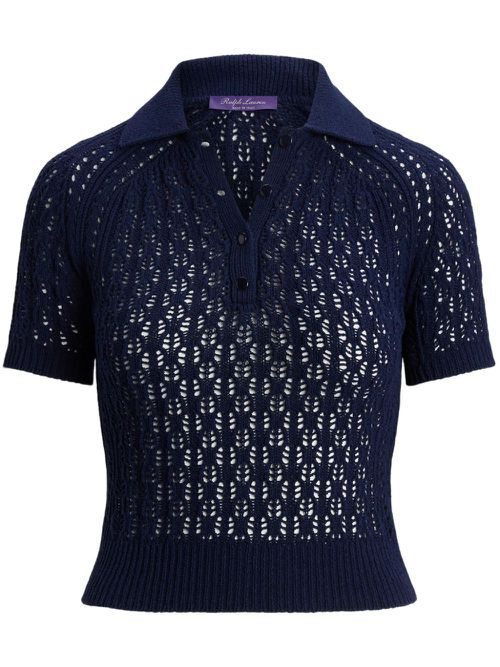 Semi-sheer silk polo shirt - Blue