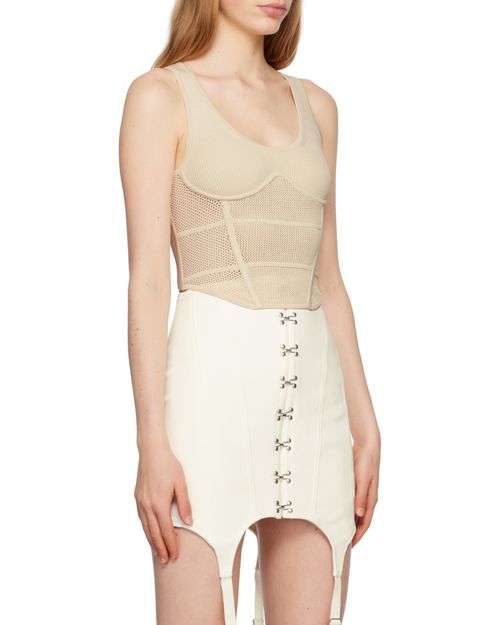 Corset-style crochet-knit top