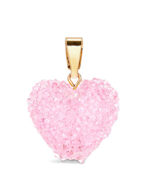 Jelly Heart Pendant Charm in 18K Gold/Baby Pink