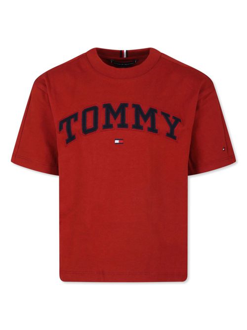 Varsity logo-embroidery T-shirt - Red