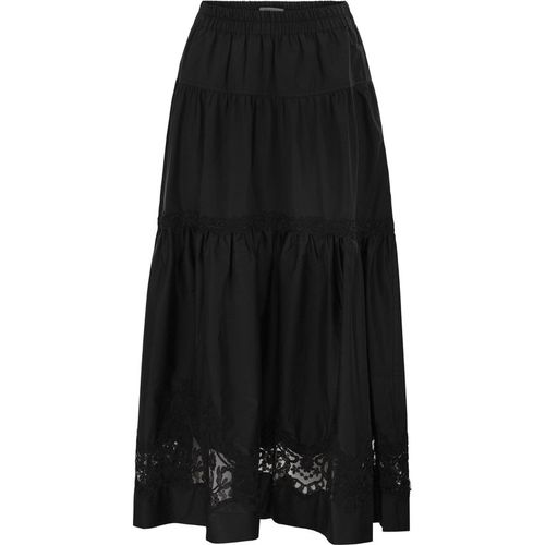 Jupe midi en coton et rayonne Maurizio Mykonos avec empiècements brodé