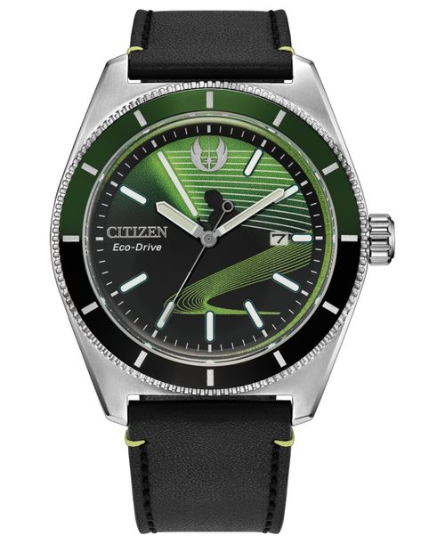 Men's Star Wars Luke Skywalker, Jedi Master Black Leather Strap Watch 43mm - Black