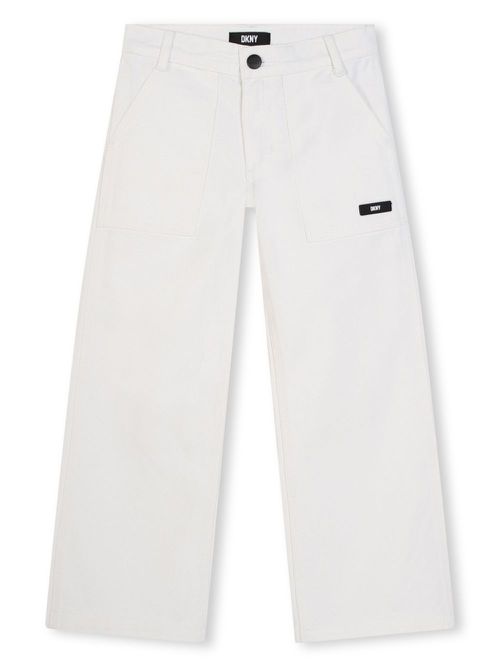 Logo-appliqué straight-leg trousers - White