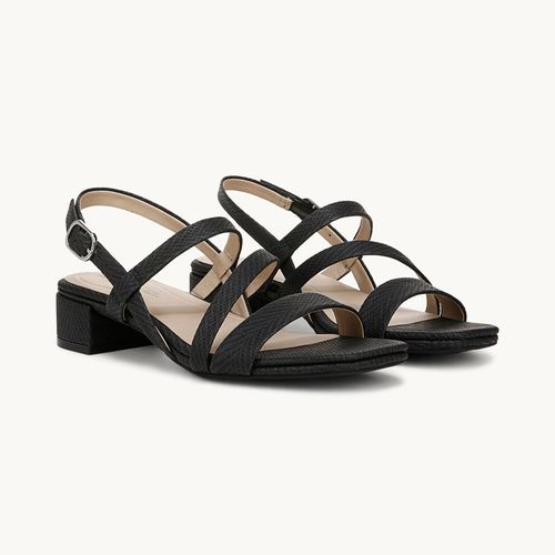 Stride Shoes Janet Strappy Dress Sandal Black Faux Leather