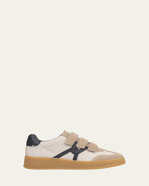 Reagan Mixed Leather Triple-Grip Sneakers