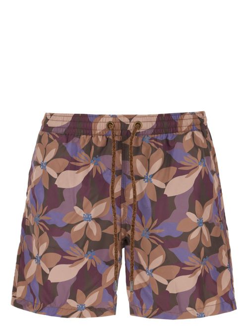 Floral-print swim shorts - Brown
