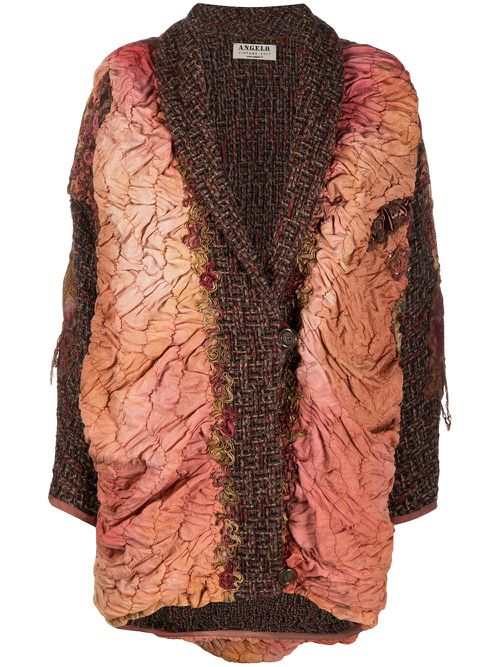 1980s draped panel woven coat - Orange