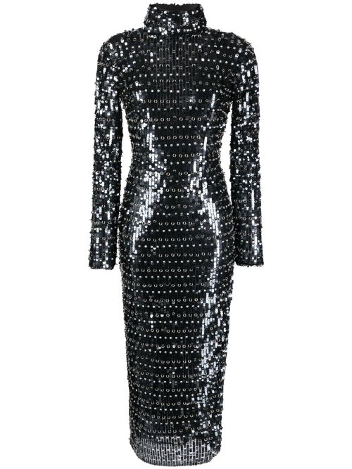 V-back sequinned maxi dress - Black