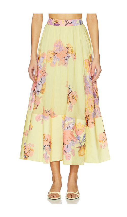 HEMANT AND NANDITA Midi Skirt in Lemon. S. Also in XXS, XS, M, L