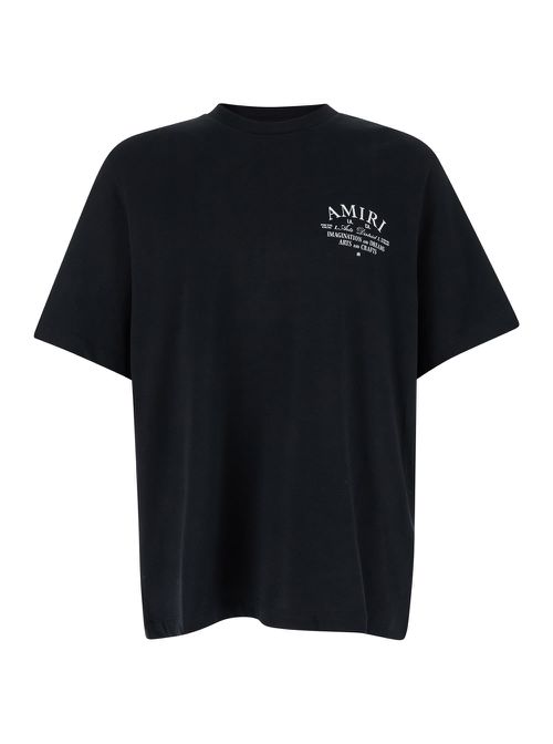 Blacxk Crewneck T-shirt With Arts District Logo Print In Cotton Man
