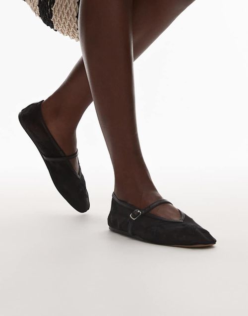 Alex embroidered flower ballet shoes in black