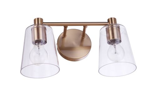 Emilio 2-Light Bathroom Vanity Light in Satin Bra