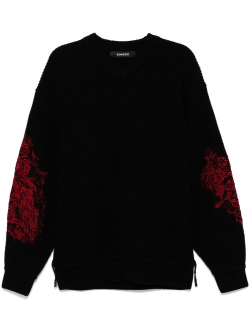 Embroidered jumper - Black