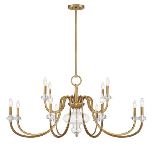 Warm Brass 12 Light Chandelier from the Bergdorf Collection
