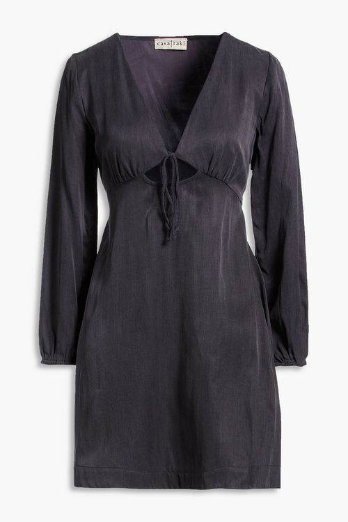 Regina washed cupro mini dress - Gray - XS
