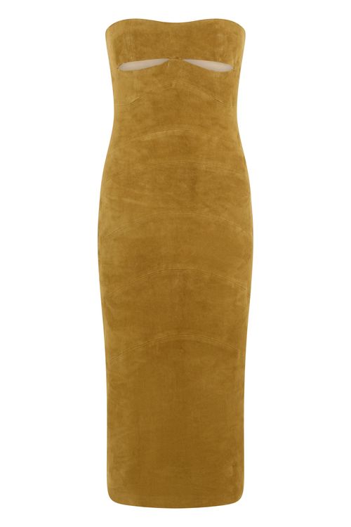 Fitted Midi Dress with Heart-Shaped Neckline