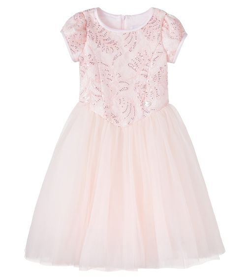 Sequined lace-trimmed tulle dress