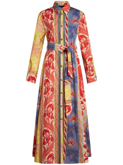 Summer cotton-blend shirt dress - Red