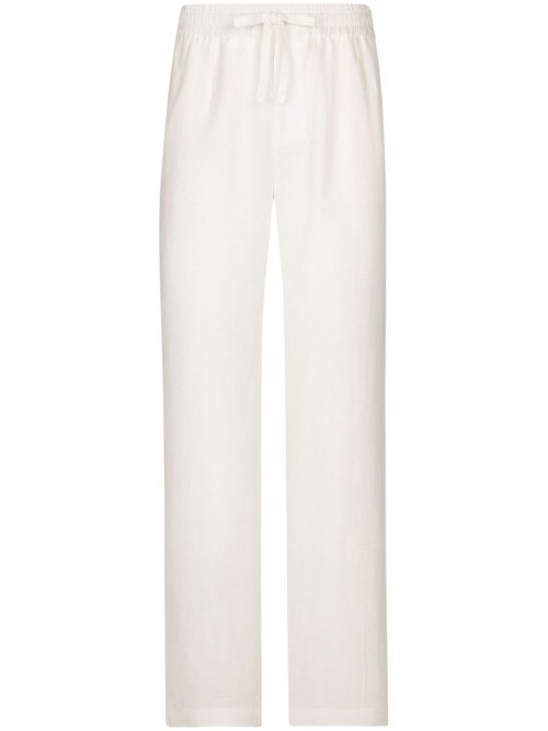 Drawstring-fastening waistband trousers - White