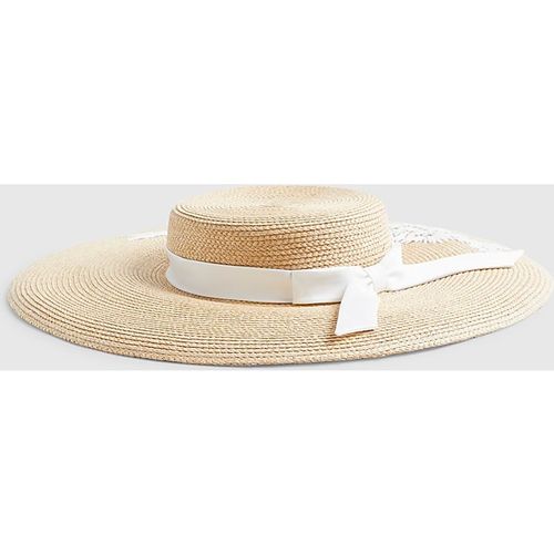 River Island Womens Boater Hat Beige Premium Amayah Edwina Ibbotson - One